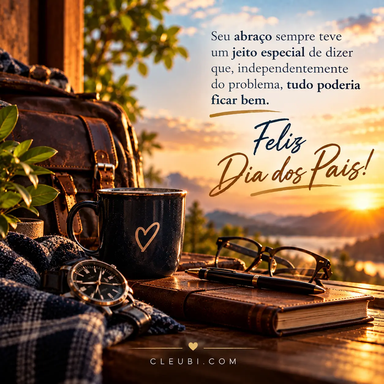 Imagem de Dia Dos Pais com a mensagem: Seu abraço sempre teve um jeito especial de dizer que, independentemente do problema, tudo poderia ficar bem.
