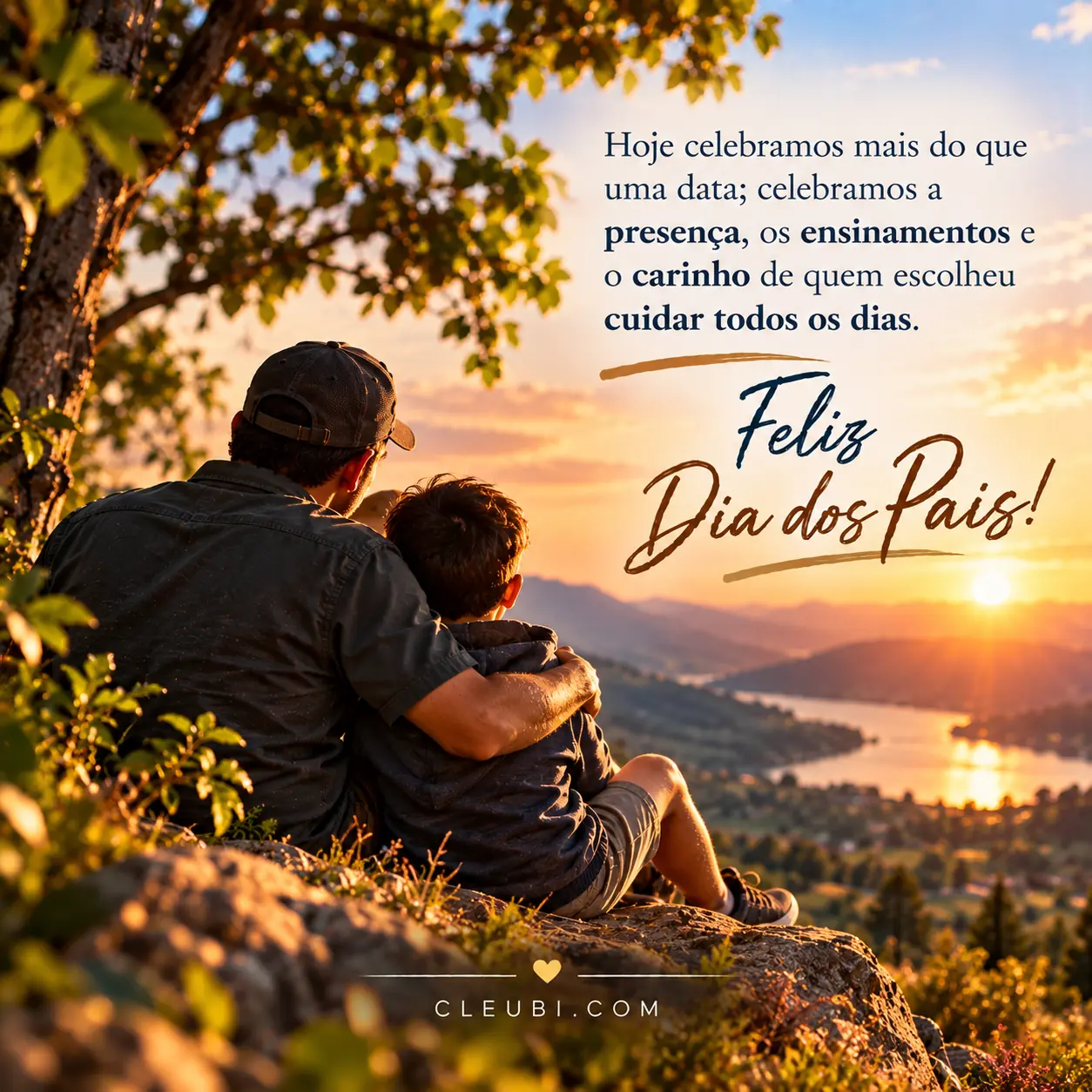 Imagem de Dia Dos Pais com a mensagem: Hoje celebramos mais do que uma data; celebramos a presença, os ensinamentos e o carinho de quem escolheu cuidar todos os dias.