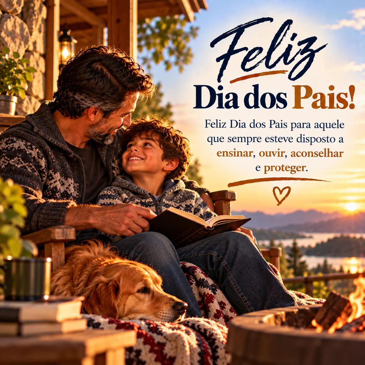 Imagem de Dia Dos Pais com a mensagem: Feliz Dia dos Pais para aquele que sempre esteve disposto a ensinar, ouvir, aconselhar e proteger.