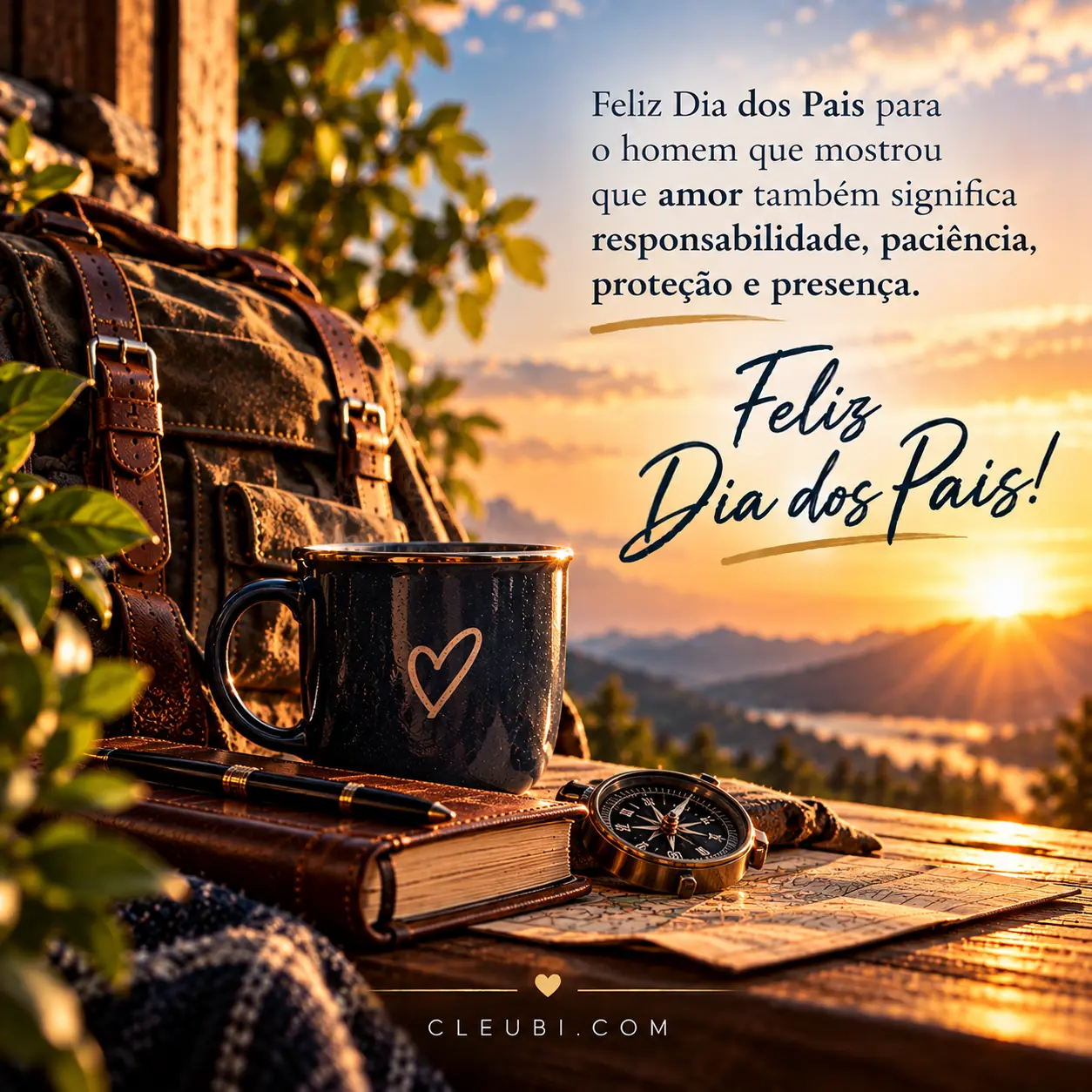 Imagem de Dia Dos Pais com a mensagem: Feliz Dia dos Pais para o homem que mostrou que amor também significa responsabilidade, paciência, proteção e presença.