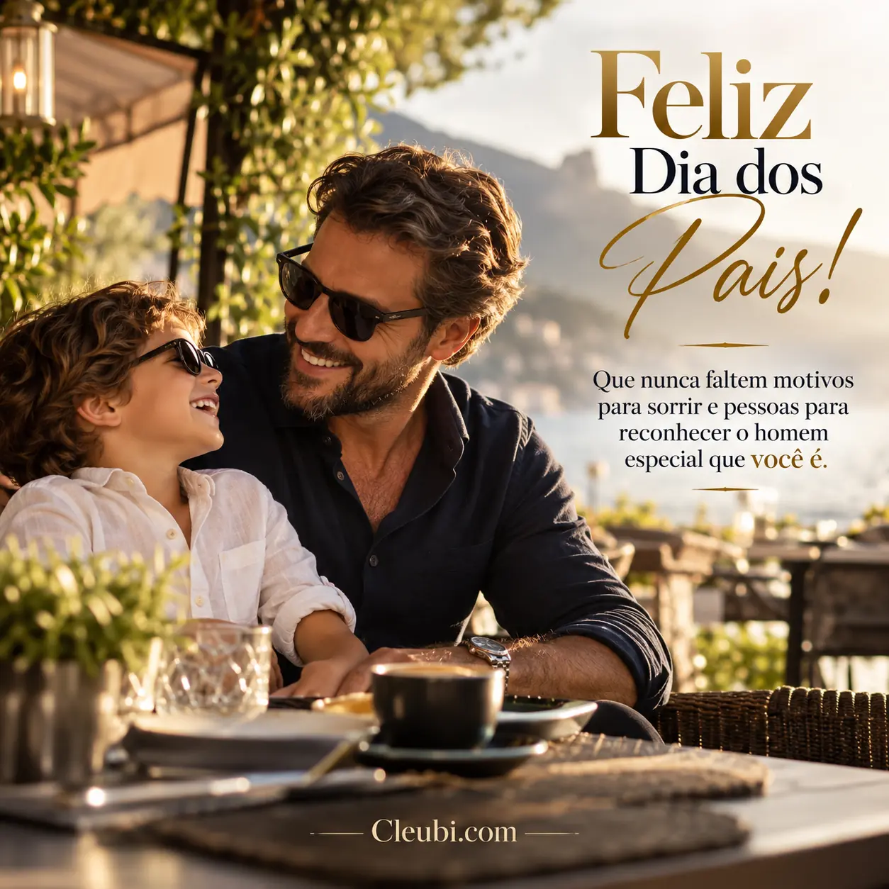 Imagem de Dia Dos Pais com a mensagem: Feliz Dia dos Pais! Que nunca faltem motivos para sorrir e pessoas para reconhecer o homem especial que você é.