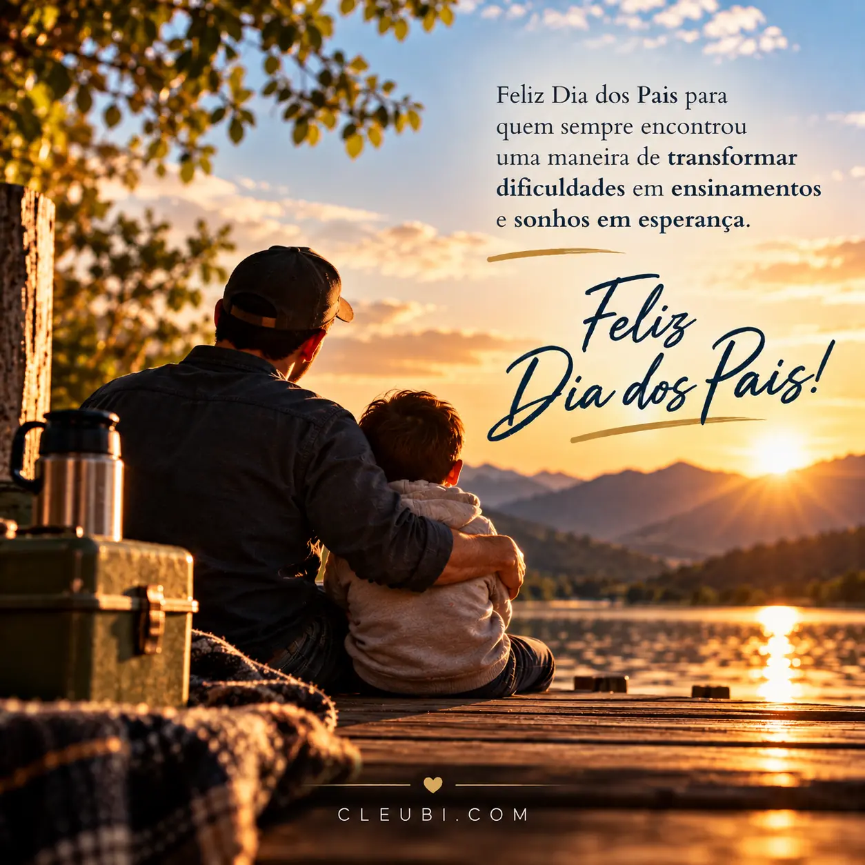 Imagem de Dia Dos Pais com a mensagem: Feliz Dia dos Pais para quem sempre encontrou uma maneira de transformar dificuldades em ensinamentos e sonhos em esperança.