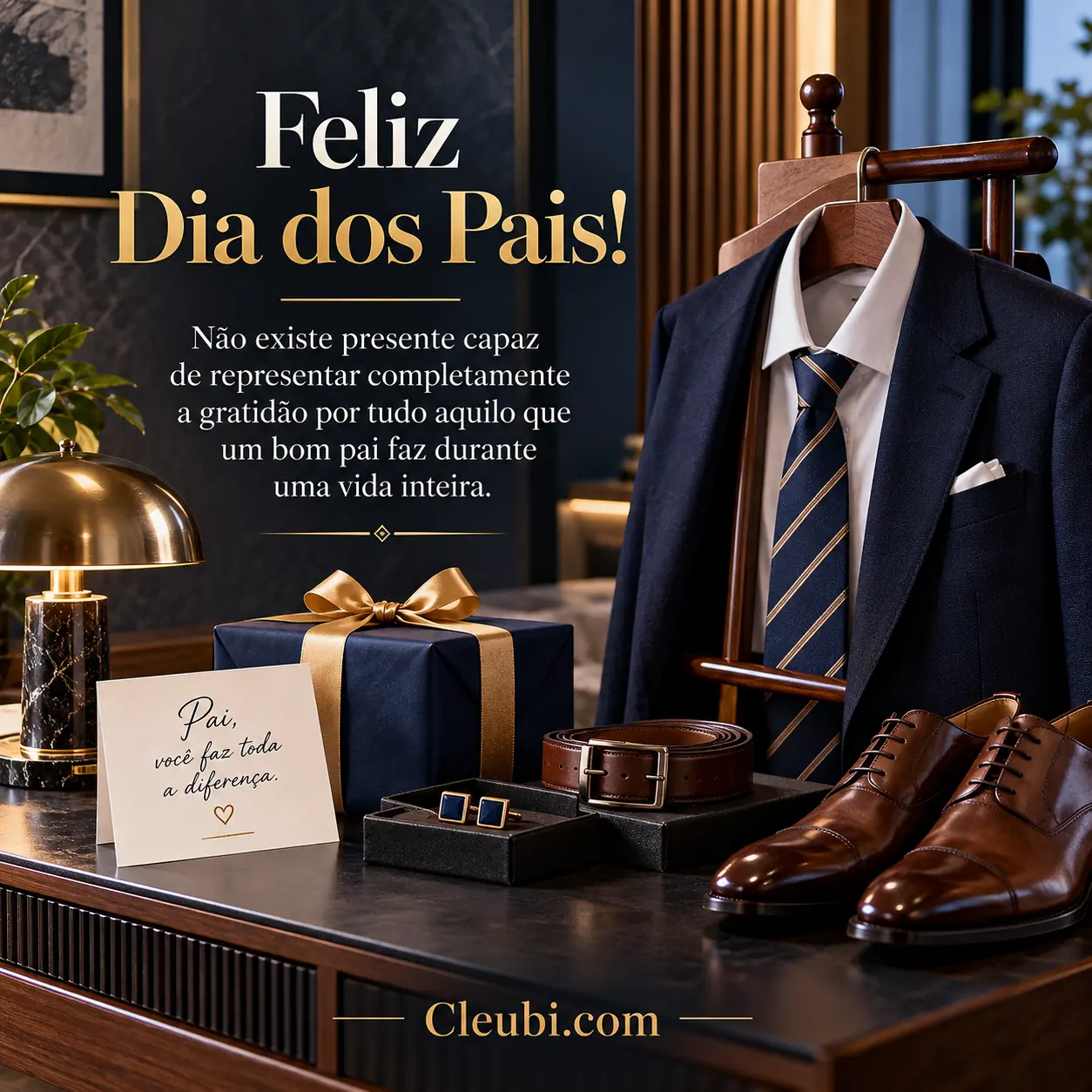 Imagem de Dia Dos Pais com a mensagem: Não existe presente capaz de representar completamente a gratidão por tudo aquilo que um bom pai faz durante uma vida inteira.