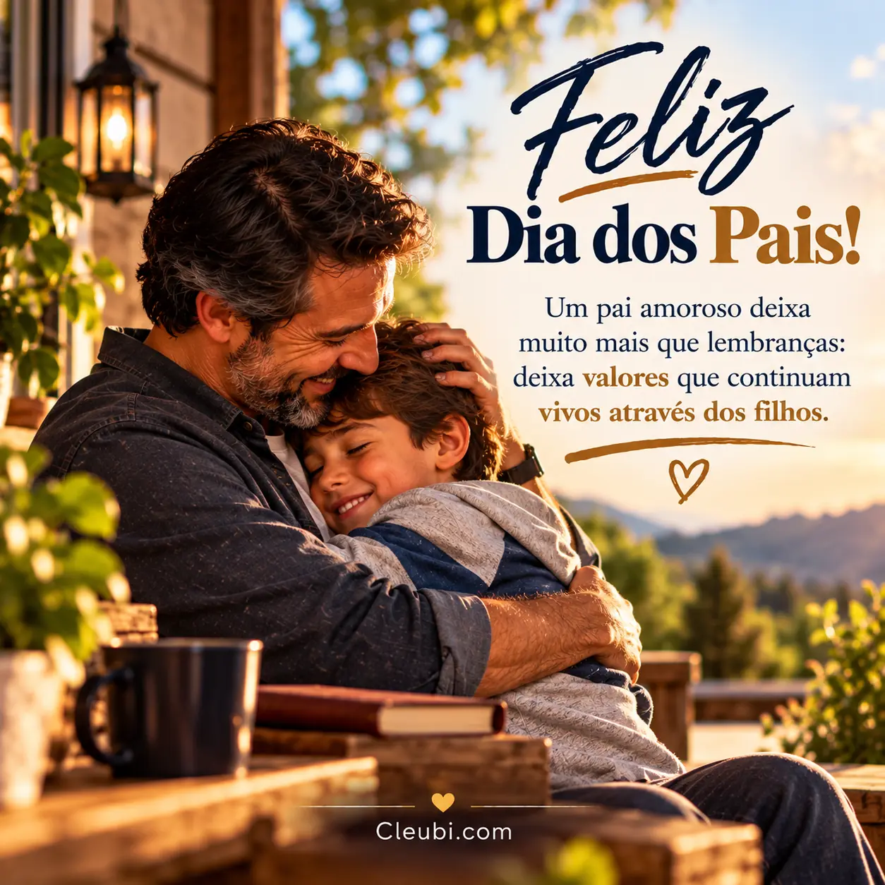 Imagem de Dia Dos Pais com a mensagem: Um pai amoroso deixa muito mais que lembranças: deixa valores que continuam vivos através dos filhos.