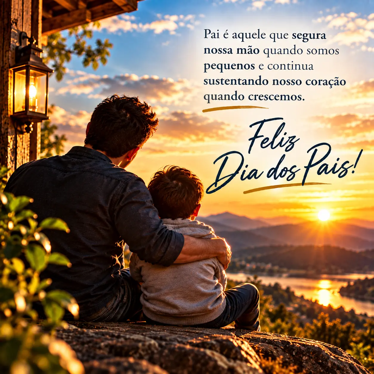 Imagem de Dia Dos Pais com a mensagem: Pai é aquele que segura nossa mão quando somos pequenos e continua sustentando nosso coração quando crescemos.