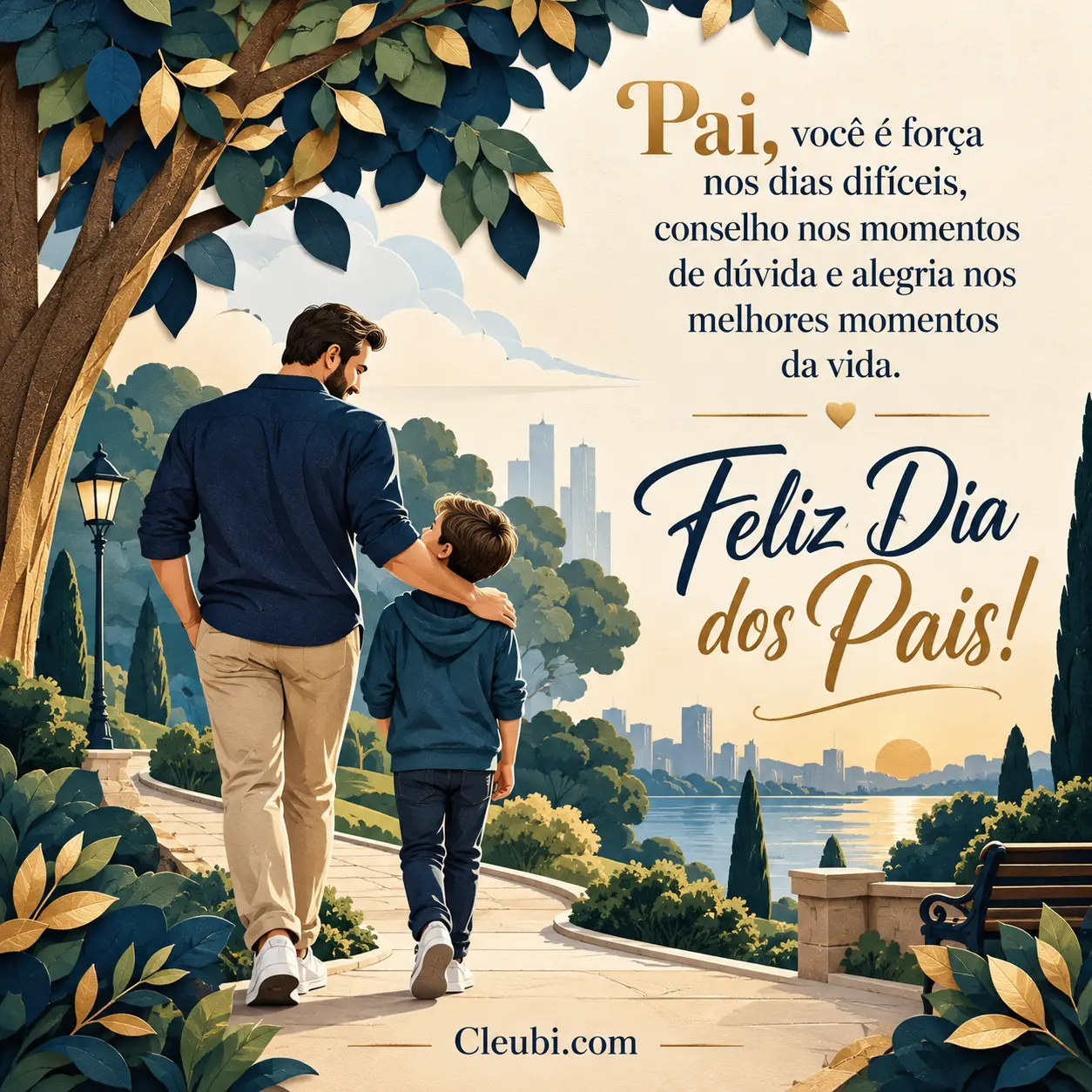 Imagem de Dia Dos Pais com a mensagem: Pai, você é força nos dias difíceis, conselho nos momentos de dúvida e alegria nos melhores momentos da vida.