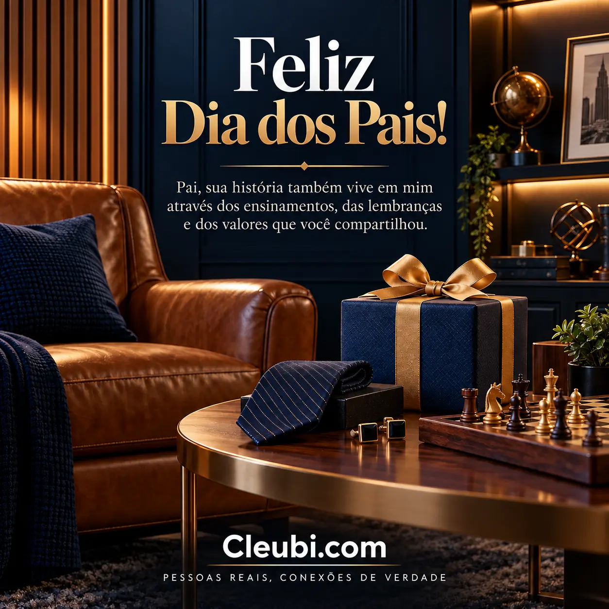 Imagem de Dia Dos Pais com a mensagem: Pai, sua história também vive em mim através dos ensinamentos, das lembranças e dos valores que você compartilhou.