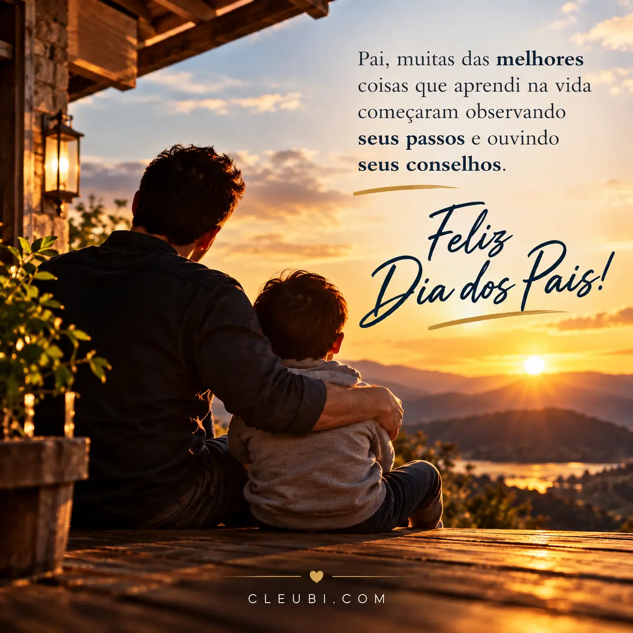 Imagem de Dia Dos Pais com a mensagem: Pai, muitas das melhores coisas que aprendi na vida começaram observando seus passos e ouvindo seus conselhos.