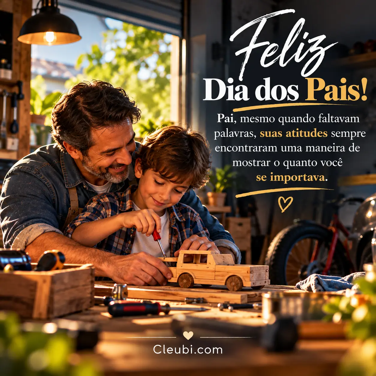 Imagem de Dia Dos Pais com a mensagem: Pai, mesmo quando faltavam palavras, suas atitudes sempre encontraram uma maneira de mostrar o quanto você se importava.