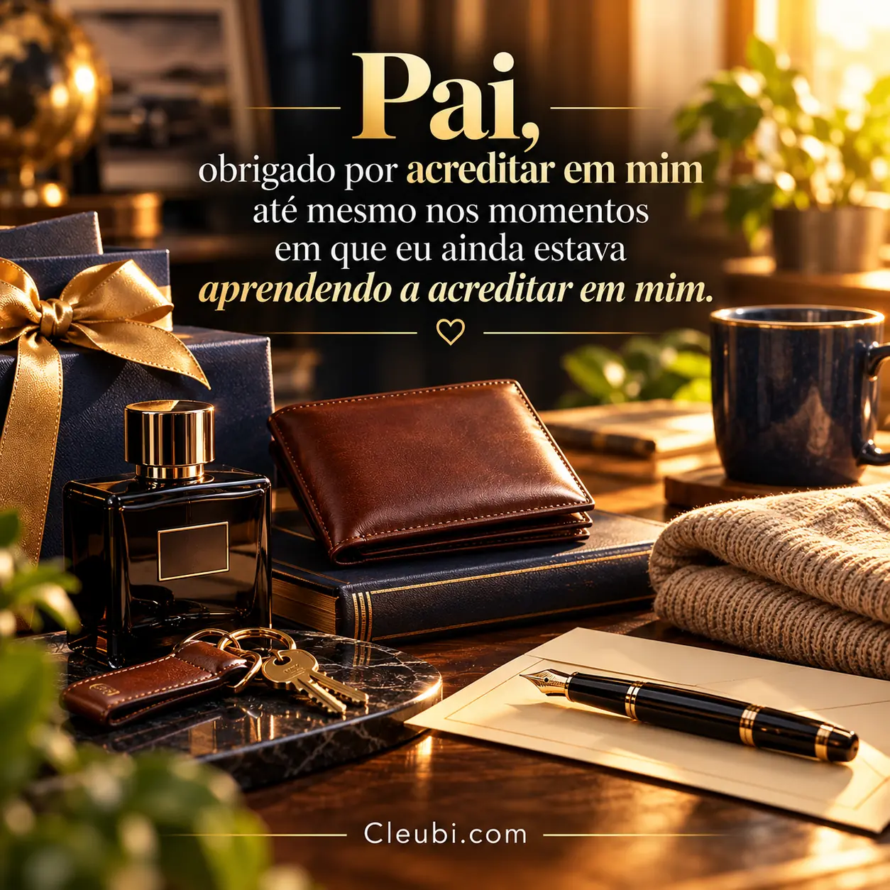 Imagem de Dia Dos Pais com a mensagem: Pai, obrigado por acreditar em mim até mesmo nos momentos em que eu ainda estava aprendendo a acreditar em mim.