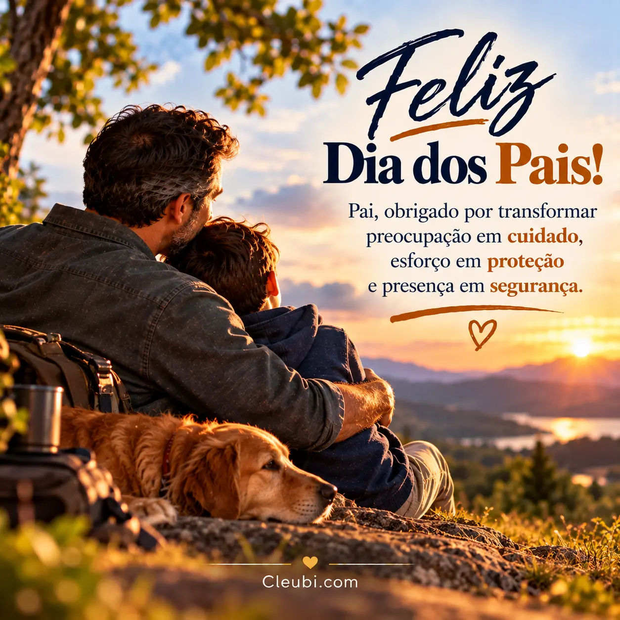 Imagem de Dia Dos Pais com a mensagem: Pai, obrigado por transformar preocupação em cuidado, esforço em proteção e presença em segurança.