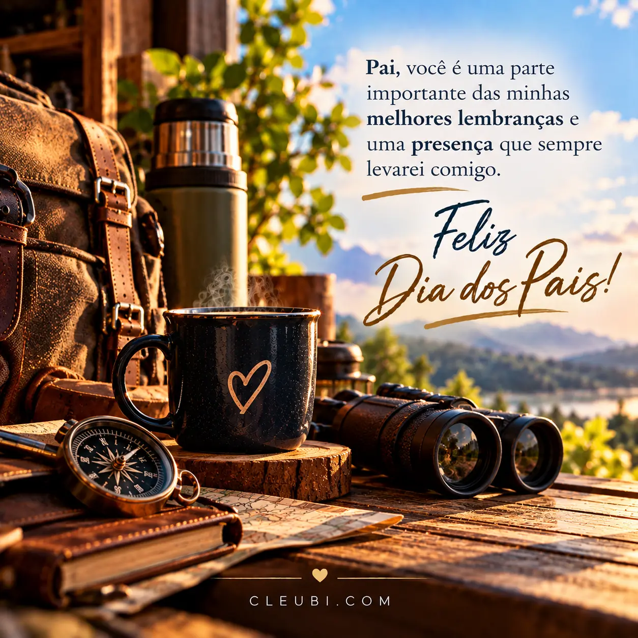 Imagem de Dia Dos Pais com a mensagem: Pai, você é uma parte importante das minhas melhores lembranças e uma presença que sempre levarei comigo.