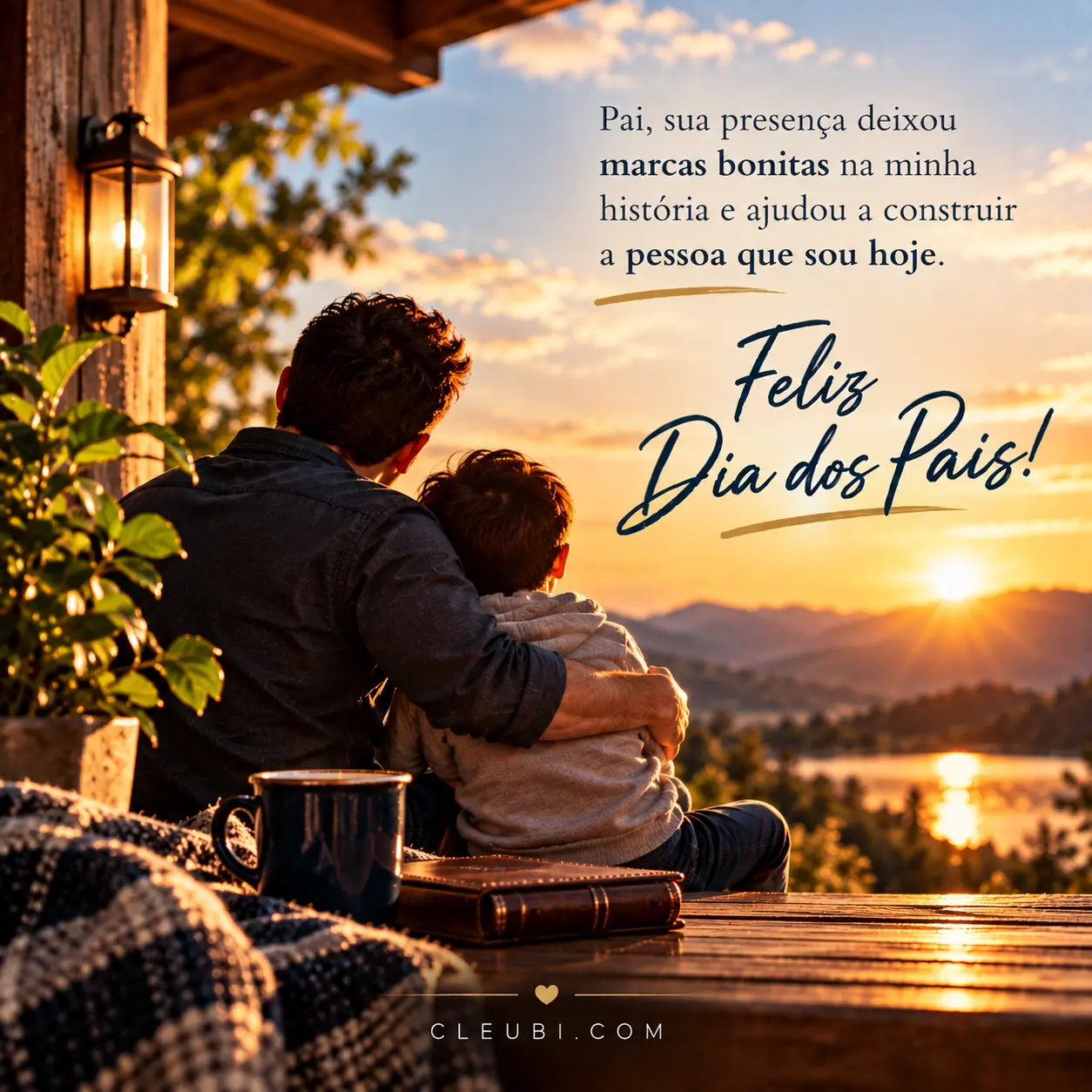 Imagem de Dia Dos Pais com a mensagem: Pai, sua presença deixou marcas bonitas na minha história e ajudou a construir a pessoa que sou hoje.
