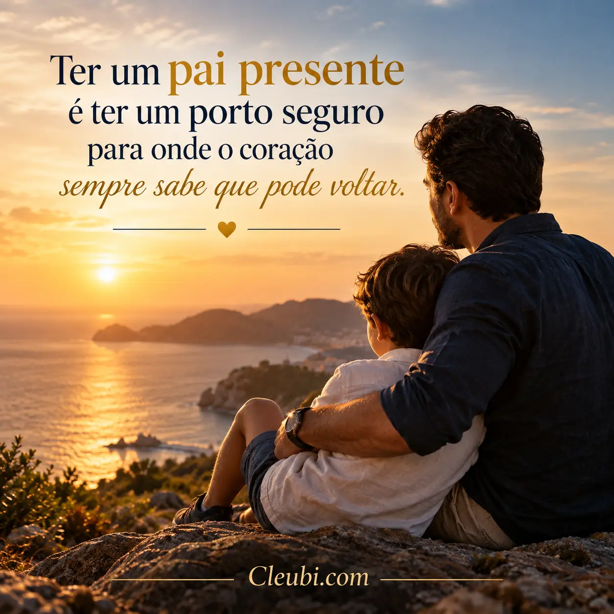 Imagem de Dia Dos Pais com a mensagem: Ter um pai presente é ter um porto seguro para onde o coração sempre sabe que pode voltar.